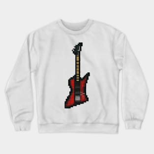 Tiled Pixel Red Bird Bass Guitar Upright Crewneck Sweatshirt